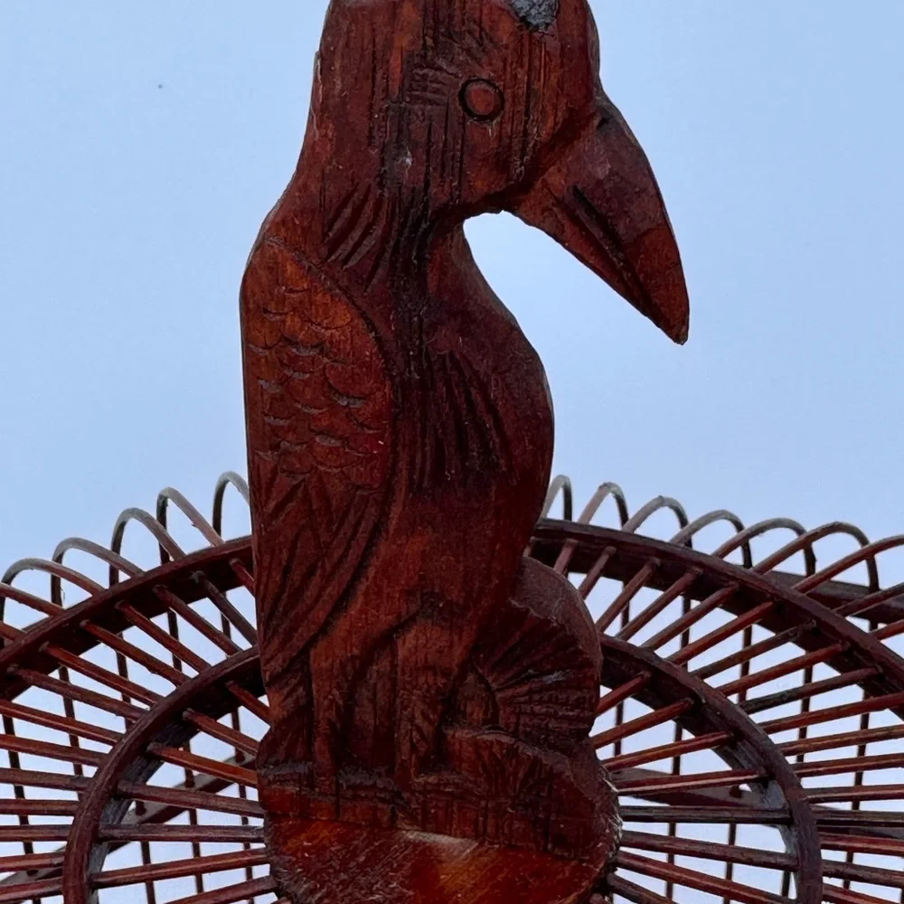 Vtg Chinese Ornate Bamboo Bird Cage - never occupied